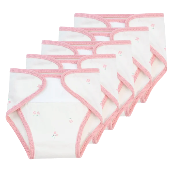 Set 5 tã vải sơ sinh Animo BA1022074 (NB,Hồng họa tiết)