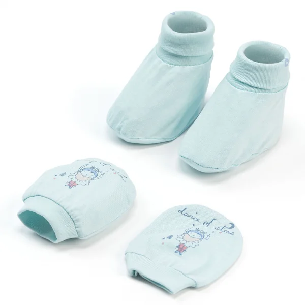 Bộ bao tay chân sơ sinh bo Animo HN522048 (NB,Xanh ngọc)