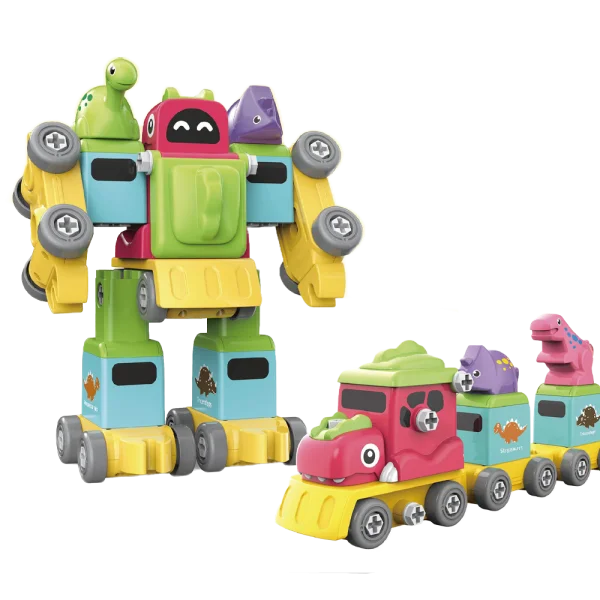 Bộ lắp ráp cao cấp 2in1 robot và đoàn tàu khủng long RFD501520 (Vàng)