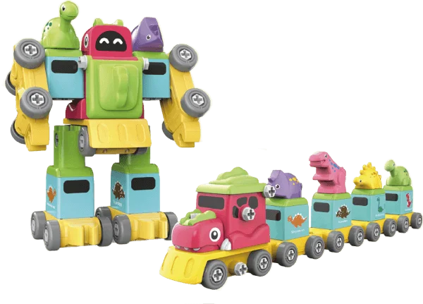 Bộ lắp ráp cao cấp 2in1 robot và đoàn tàu khủng long RFD501520 (Vàng)