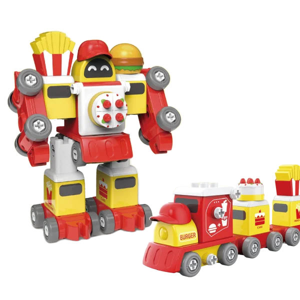 Bộ lắp ráp cao cấp 2in1 robot và đoàn tàu thức ăn nhanh RFD501519 (Đỏ)