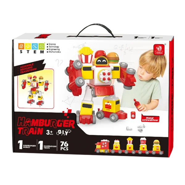 Bộ lắp ráp cao cấp 2in1 robot và đoàn tàu thức ăn nhanh RFD501519 (Đỏ)