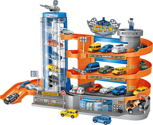 Bộ garage đỗ xe ô tô gồm 6 xe ô tô nhỏ RFD495706 (Xanh)