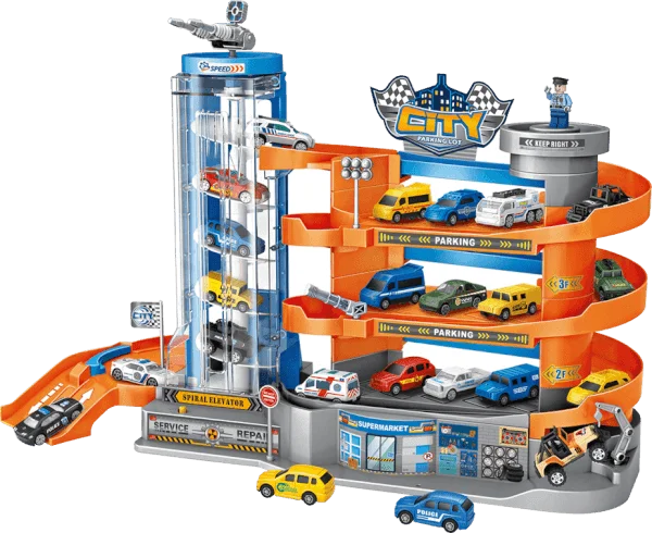 Bộ garage đỗ xe ô tô gồm 6 xe ô tô nhỏ RFD495706 (Xanh)