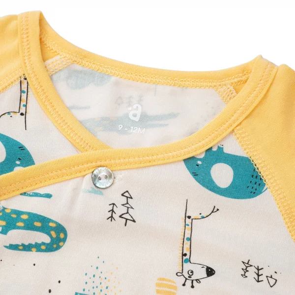 Bộ sơ sinh tính năng ngắn, vải modal BST Thiên Nga Animo BMC822074 (0-12M,Vàng)