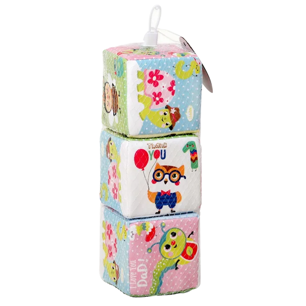 Bộ 3 khối vuông mềm họa tiết hoạt hình và chữ số cao cấp 10cm JS056818 Animo