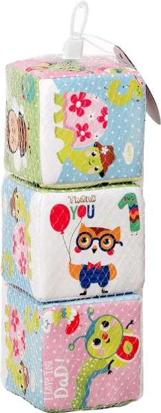 Bộ 3 khối vuông mềm họa tiết hoạt hình và chữ số cao cấp 10cm JS056818 Animo