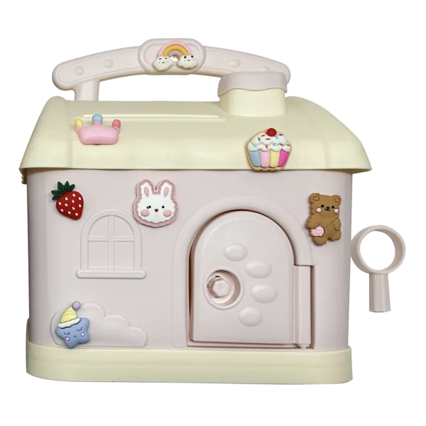 Ngôi nhà két sắt kèm hình trang trí và chìa khóa JS057225