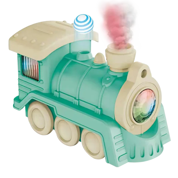 Tàu hỏa thổi bóng và phun sương có nhạc, đèn JS056835 (Xanh)