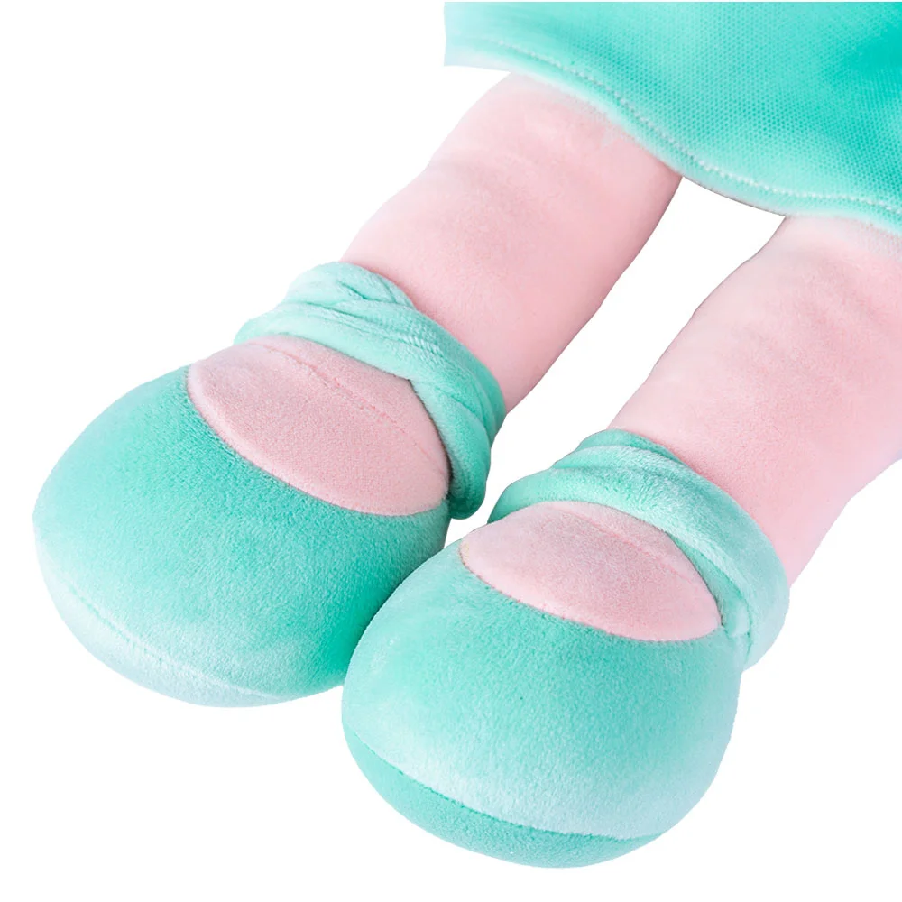 Búp bê nhồi bông Animo tóc xù đầm xanh