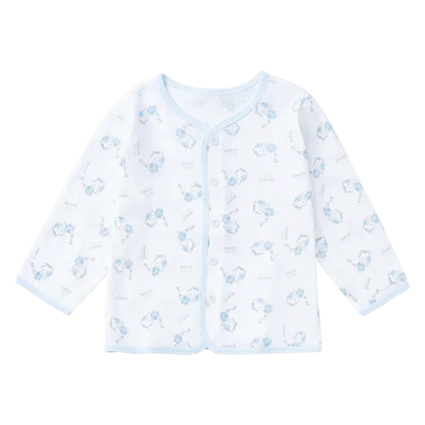 Cặp áo sơ sinh cài giữa tay dài Animo KV123008 (NB-12M,Xanh)