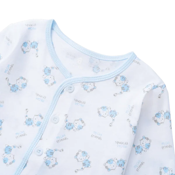 Cặp áo sơ sinh cài giữa tay dài Animo KV123008 (NB-12M,Xanh)