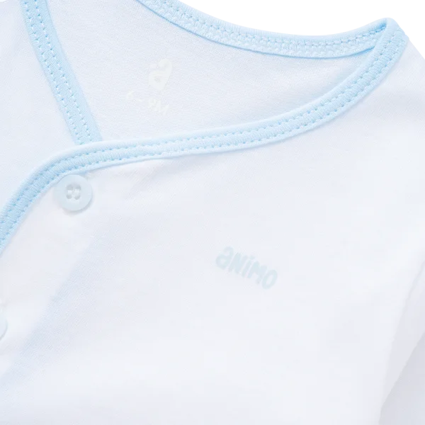Cặp áo sơ sinh cài giữa tay dài Animo KV123007 (NB-12M,Trắng)