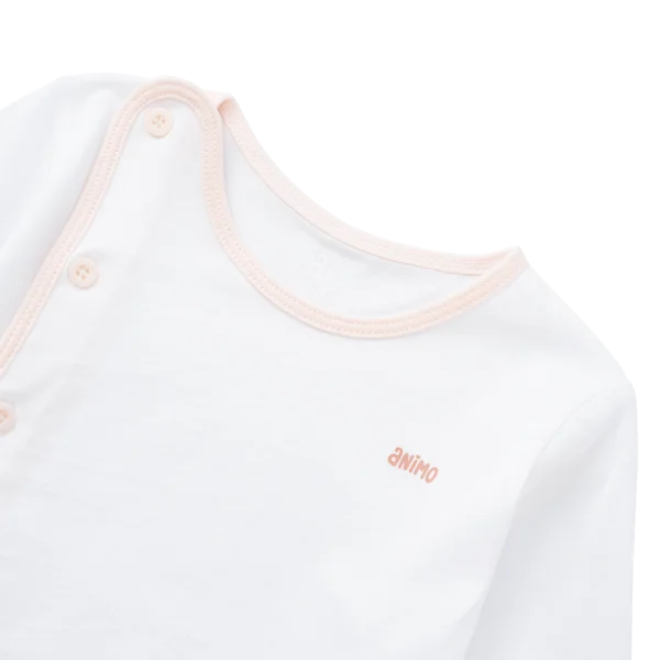 Cặp áo sơ sinh cài chéo tay dài Animo KV123004 (NB-12M,Cam nhạt_Trắng)