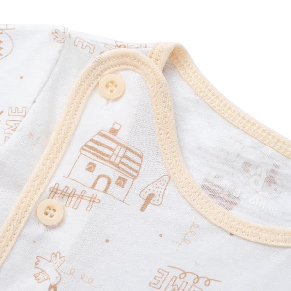 Cặp áo sơ sinh cài chéo tay ngắn Animo KV123001 (NB-12M,Kem)