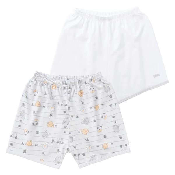 Cặp quần sơ sinh ngắn Animo KV123022 (NB-12M,Xám họa tiết_Trắng)