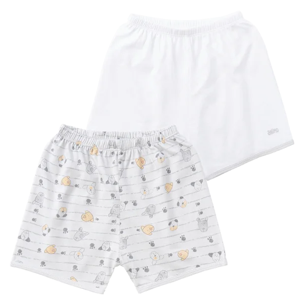 Cặp quần sơ sinh ngắn Animo KV123022 (NB-12M,Xám họa tiết_Trắng)