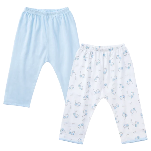 Cặp quần sơ sinh dài Animo KV123014 (NB,Trắng họa tiết_Xanh)