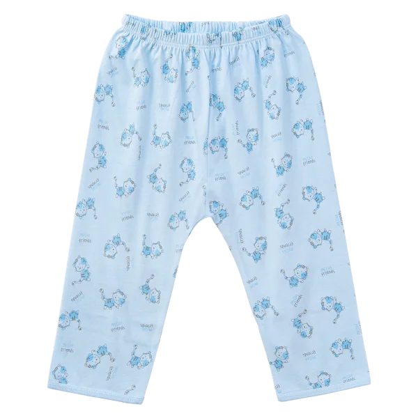 Cặp quần sơ sinh dài Animo KV123013 (NB-12M,Trắng_Xanh họa tiết)