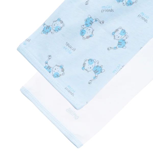 Cặp quần sơ sinh dài Animo KV123013 (NB-12M,Trắng_Xanh họa tiết)