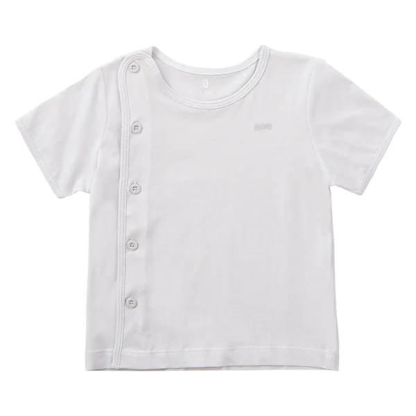 Cặp áo sơ sinh cài chéo tay ngắn Animo KV123018 (NB-12M,Trắng họa tiết_Xám)