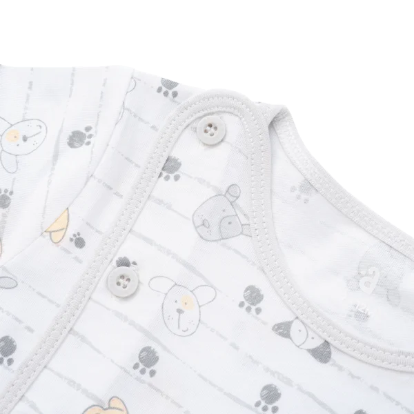 Cặp áo sơ sinh cài chéo tay ngắn Animo KV123018 (NB-12M,Trắng họa tiết_Xám)