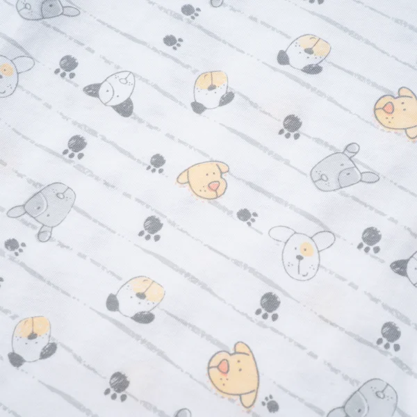 Cặp áo sơ sinh cài chéo tay ngắn Animo KV123018 (NB-12M,Trắng họa tiết_Xám)