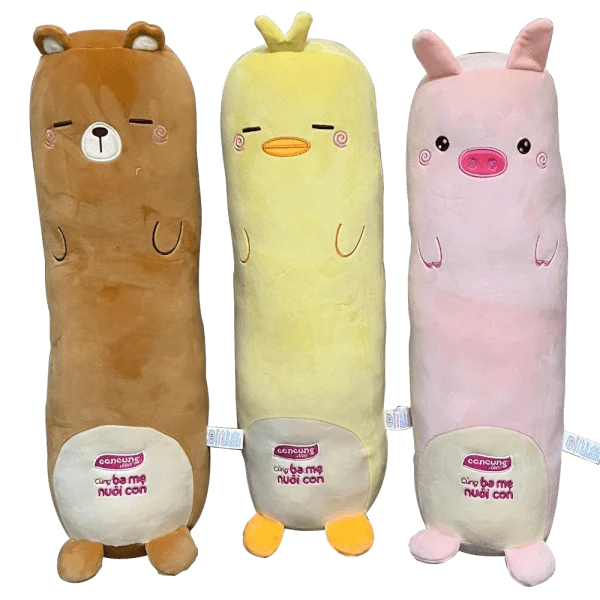 Gối ôm thú bông dài - con heo có thêu logo