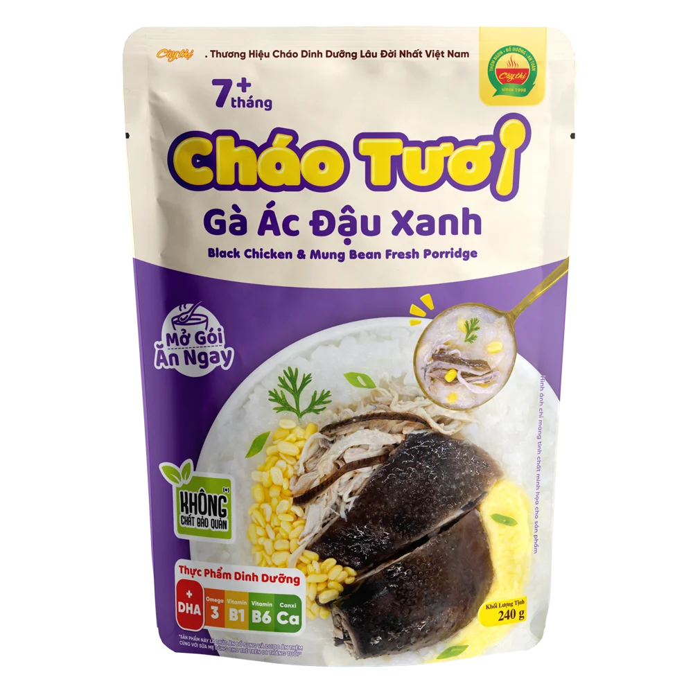 Cháo tươi gà ác đậu xanh