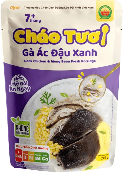 Cháo tươi gà ác đậu xanh