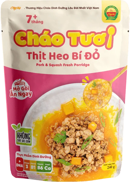 Cháo tươi thịt heo bí đỏ