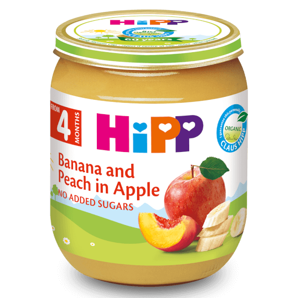 Dinh dưỡng đóng lọ HiPP Organic - Chuối, đào, táo 125g