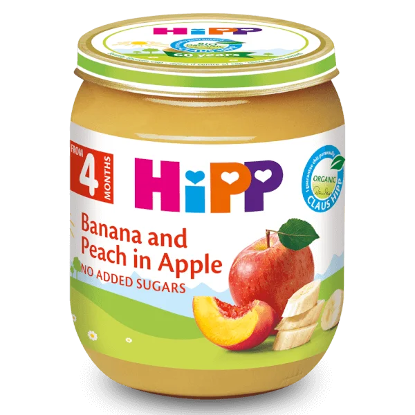 Dinh dưỡng đóng lọ HiPP Organic - Chuối, đào, táo 125g