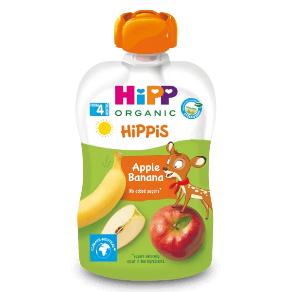 Dinh dưỡng 100% trái cây nghiền hữu cơ HiPPiS - Táo, chuối