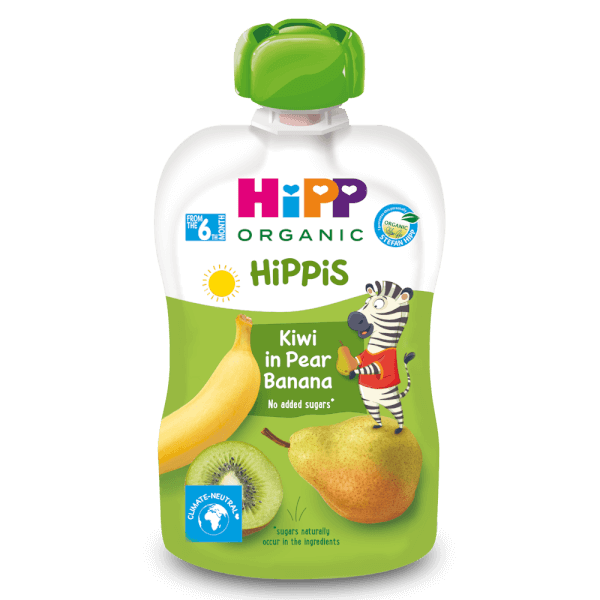 Dinh dưỡng 100% trái cây nghiền hữu cơ HiPPiS Organic (Kiwi, Lê, Chuối)