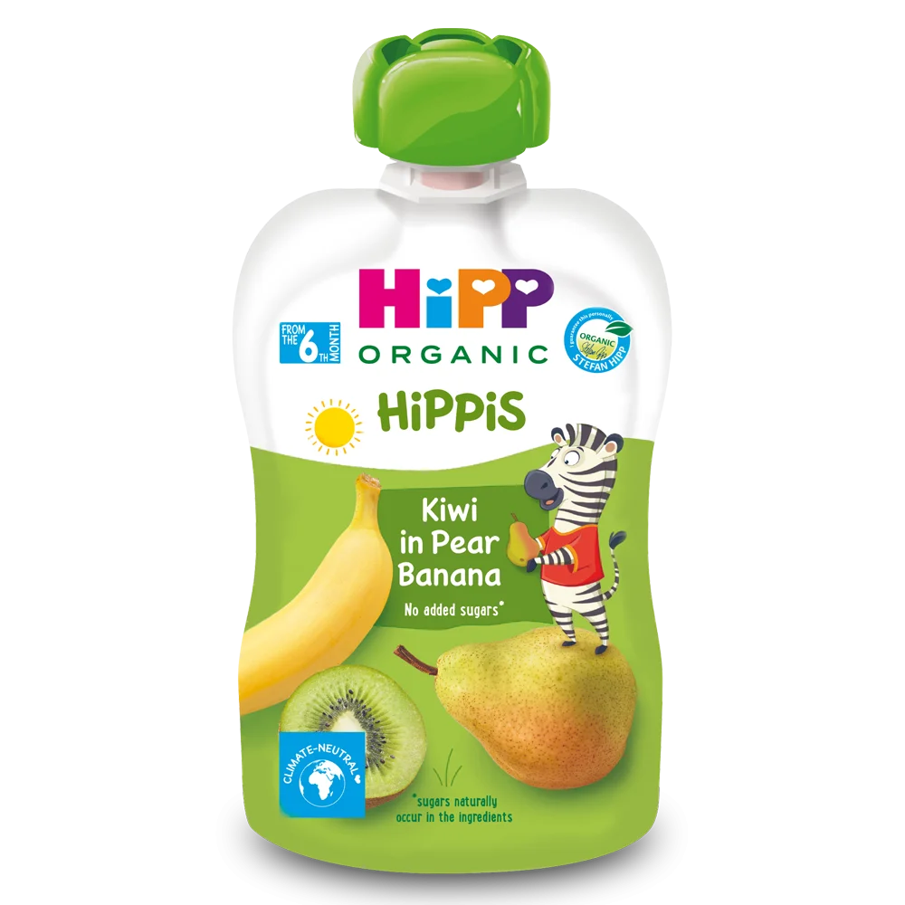 Dinh dưỡng 100% trái cây nghiền hữu cơ HiPPiS Organic (Kiwi, Lê, Chuối)