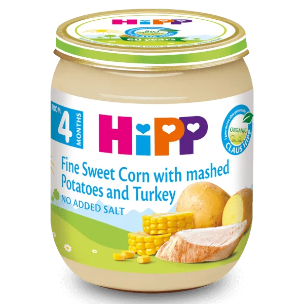 Dinh dưỡng đóng lọ HiPP Bio - Ngô bao tử, khoai tây, gà tây 125g