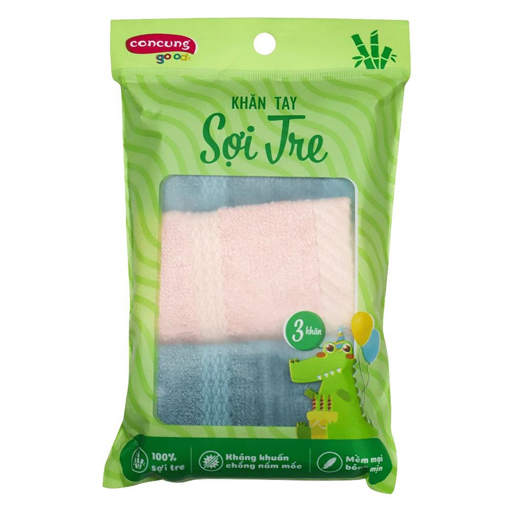 Combo 3 khăn sợi tre ConCung Good HM1W 25x25 cm
