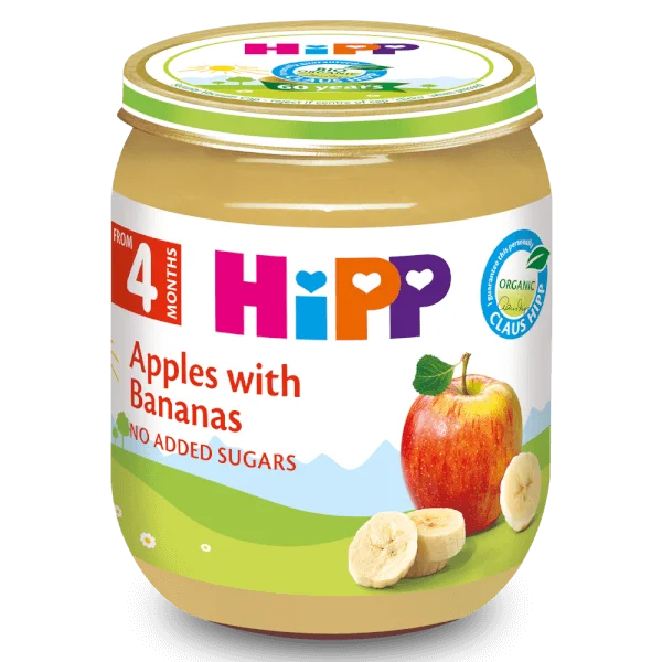 Dinh dưỡng đóng lọ HiPP Organic - Chuối, Táo 125g
