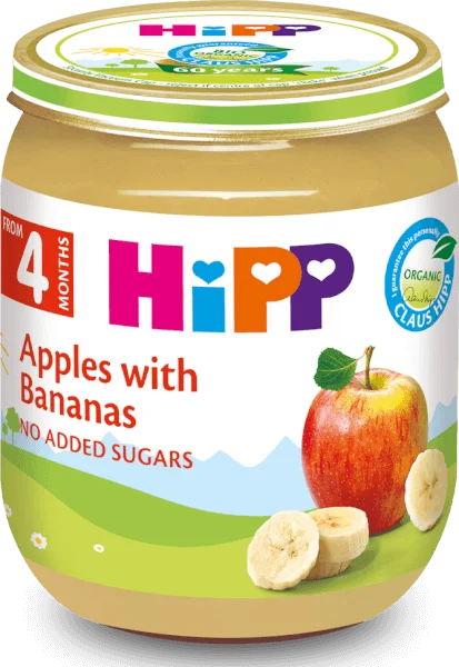 Dinh dưỡng đóng lọ HiPP Organic - Chuối, Táo 125g