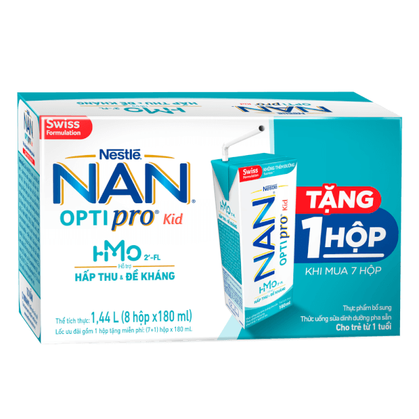 Combo 3 thùng Sữa dinh dưỡng pha sẵn Nestlé NAN OPTIPRO Kid 180ml (Mua 7 tặng 1)