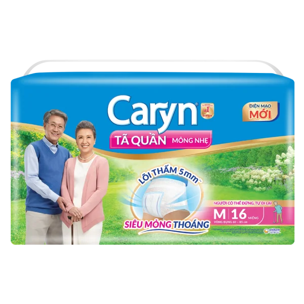 Tã quần năng hoạt Caryn loại mỏng nhẹ size M (bụng 60-85 cm) (giao bao bì ngẫu nhiên)- 16 miếng