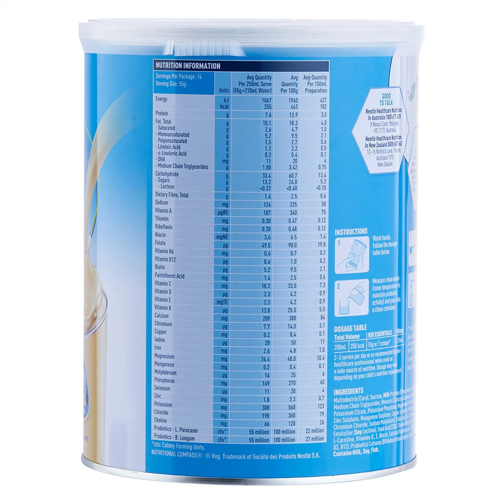 Thực phẩm dinh dưỡng y học Nestle Kid Essentials Nutritionally Complete 800g (1-10 tuổi)