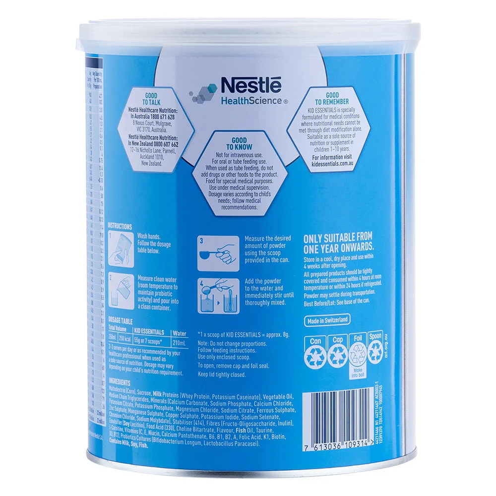 Thực phẩm dinh dưỡng y học Nestle Kid Essentials Nutritionally Complete 800g (1-10 tuổi)