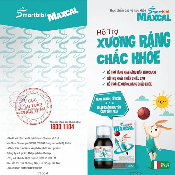 Siro bổ sung Canxi tăng chiều cao bé Smartbibi Maxcal