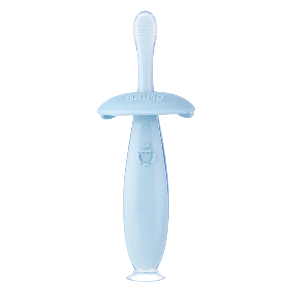 Bàn chải silicone chống hóc cho bé Animo ( 12M+, Xanh, GHtr2202)