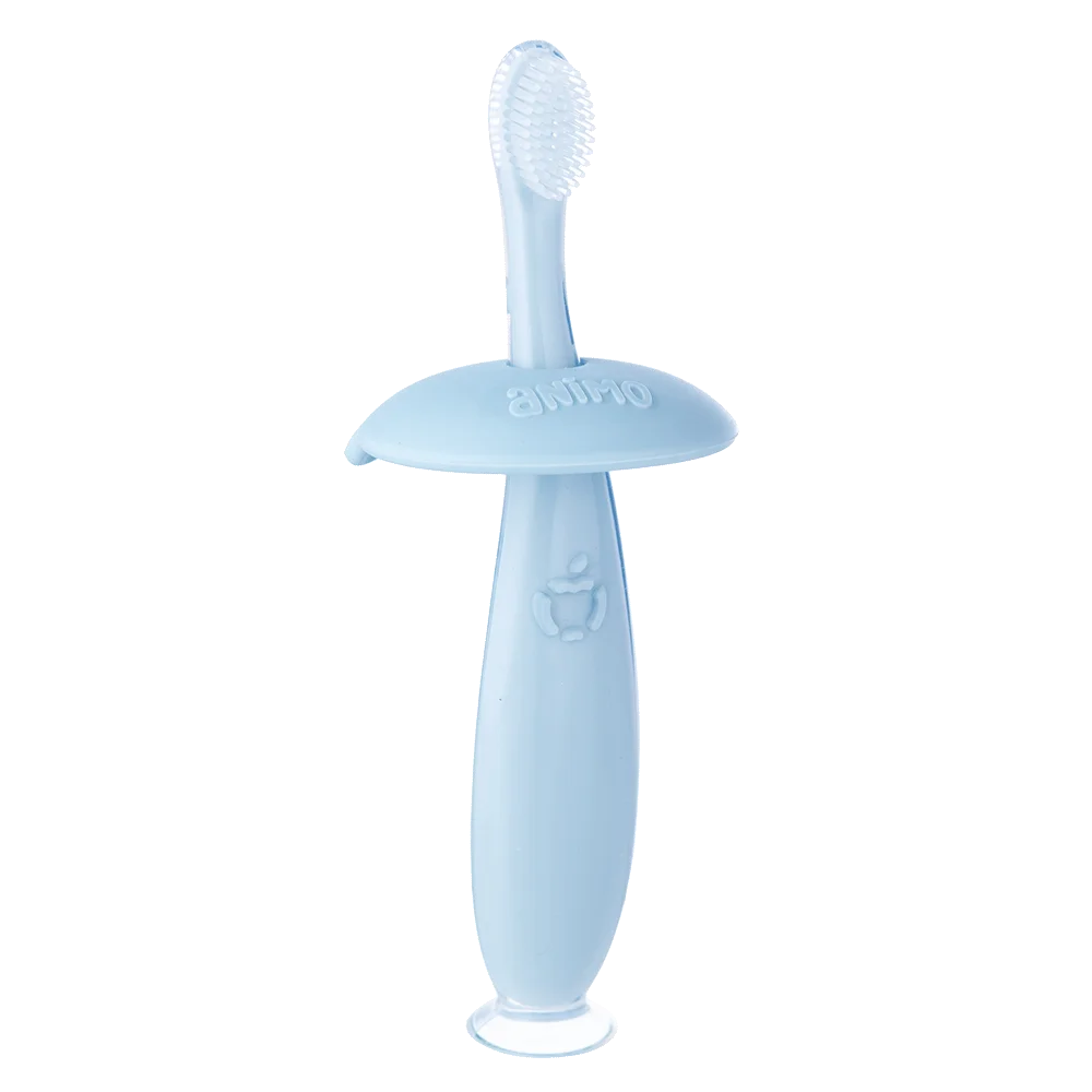 Bàn chải silicone chống hóc cho bé Animo ( 12M+, Xanh, GHtr2202)
