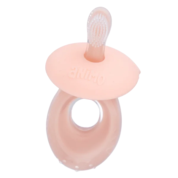 Bàn chải silicone tay cầm oval Animo (12M+, Hồng, GHtr2201)
