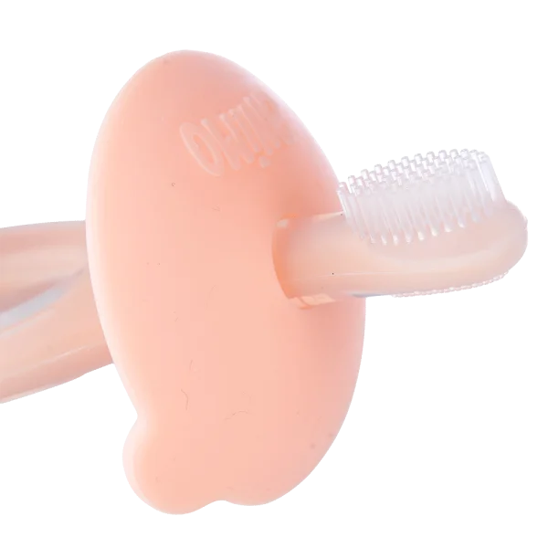 Bàn chải silicone tay cầm oval Animo (12M+, Hồng, GHtr2201)