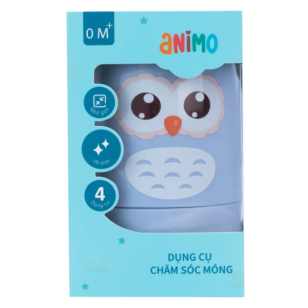 Bộ 4 dụng cụ cắt móng tay cho bé Animo (Cú xanh, GH-JC6601)